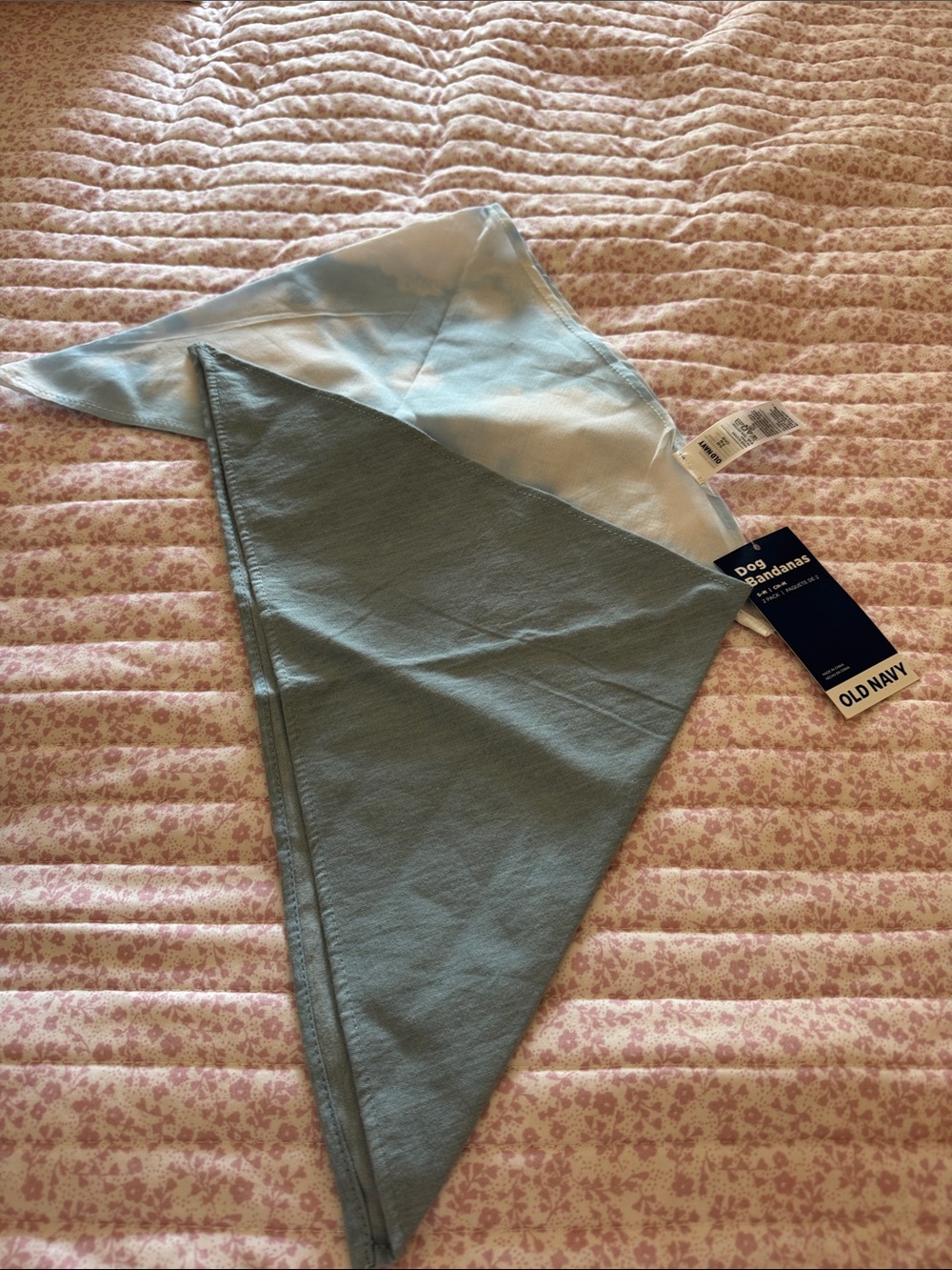 Old Navy Two-Tone Reversible Dog Bandana in Light Blue and Cream
